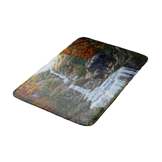 Zwarte Beer moeder en waterval Badmat (Gekanteld)
