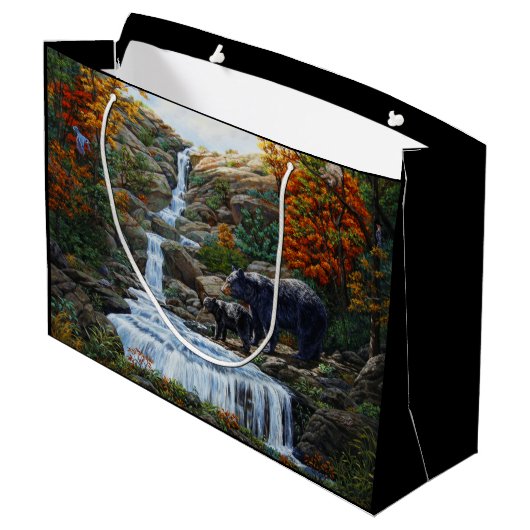 Zwarte Beer moeder en waterval Groot Cadeauzakje (Achterkant Gekanteld)