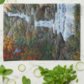 Zwarte Beer moeder en waterval Theedoek (Gevouwen)