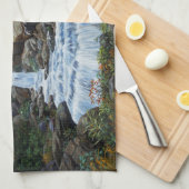 Zwarte Beer moeder en waterval Theedoek (Quarter Fold)