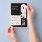 Zwarte Beige Luxe QR Code Afspraakherinnering Flyer (Hand)