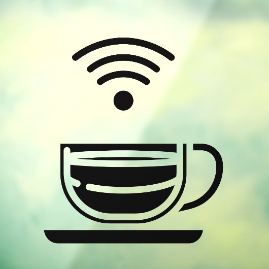 Zwarte Beker Koffie Gratis WI-FI Netwerk Raamsticker (Vel 3)