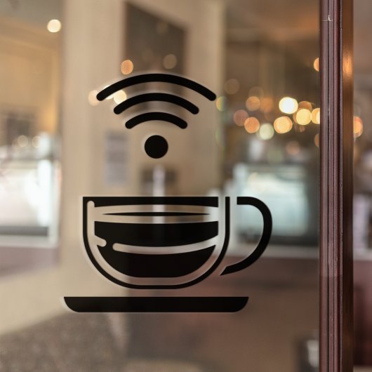 Zwarte Beker Koffie Gratis WI-FI Netwerk Raamsticker