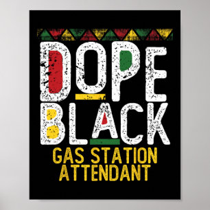 Zwarte benzinepompbediende zwarte geschiedenis maa poster