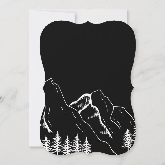 Zwarte Bergen Pine Tree Outdoor Wedding Kaart (Achterkant)