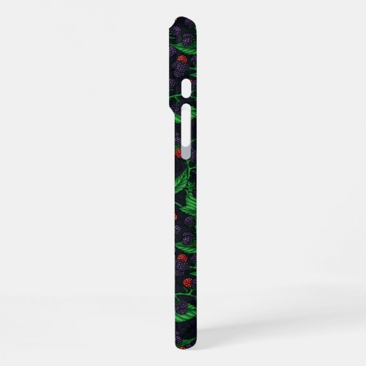 Zwarte bessen op donkergrijs iPhone hoesje (Linkerkant)