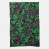 Zwarte bessen op donkergrijs theedoek (Verticaal)