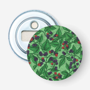 Zwarte bessen op groen button flesopener