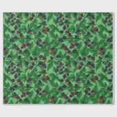 Zwarte bessen op groen cadeaupapier (Vlak)