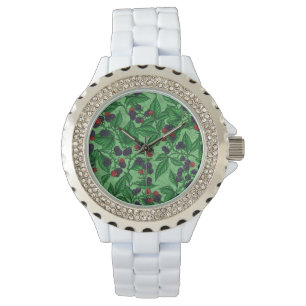 Zwarte bessen op groen horloge