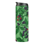 Zwarte bessen op groen thermosbeker (Geroteerd rechts)