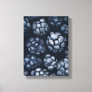 Zwarte Bessen Schilderij - Stilleven Illustratie Canvas Afdruk