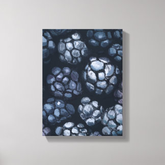 Zwarte Bessen Schilderij - Stilleven Illustratie Canvas Afdruk