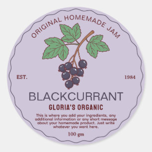 Zwarte-bessenjam van eigen huismerk ronde sticker