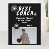 Zwarte Beste coach basketbal foto Bedankkaart (Voorkant)
