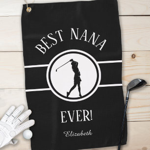 Zwarte Beste Naan Golfer Oma Geborduurde Dames Golfhanddoek