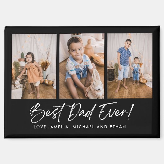 Zwarte beste vader ooit drie foto magneet (Voorkant)