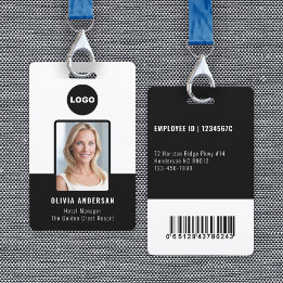 Zwarte Beveiligingspersoneel Foto ID Bar Code Badge