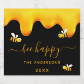 Zwarte bij gelukkig hommels zoete honing sparkling wijnetiket (Enkel label)