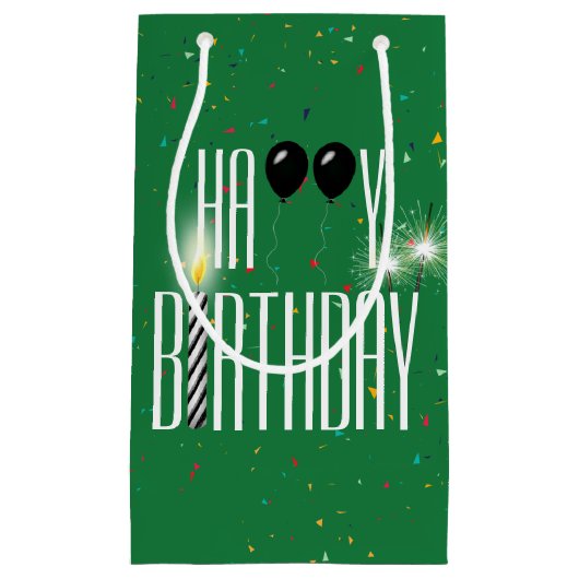 Zwarte Birthday-ballonnen en Sparklers Klein Cadeauzakje (Voorkant)