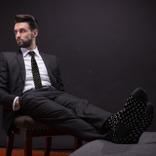 Zwarte Bitcoin Ethereum Crypto-pictogrammen Stropdas