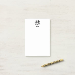 Zwarte Bitcoin Logo-symbool Monogrammed Post-it® Notes