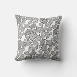 Zwarte bladeren op wit Sierkussen