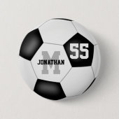 zwarte blanke jongens voetbal gepersonaliseerd ronde button 5,7 cm (Voorkant)