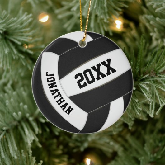 zwarte blanke jongens volleybalplokleuren keramisch ornament (Boom)