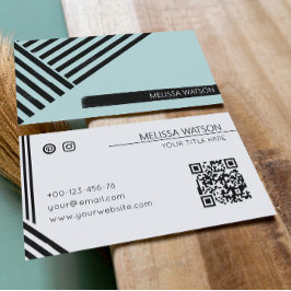 Zwarte & blauwe abstracte lijnen minimal urban visitekaartje
