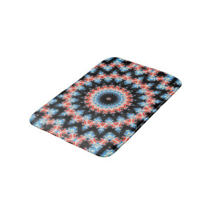 Zwarte, blauwe en rode Mandala Ster Badmat