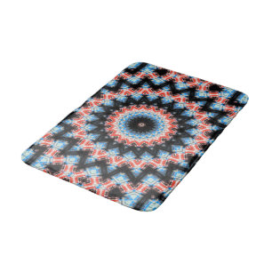 Zwarte, blauwe en rode Mandala Ster Badmat
