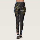 zwarte blauwe gouden lange leggings (Achterkant)