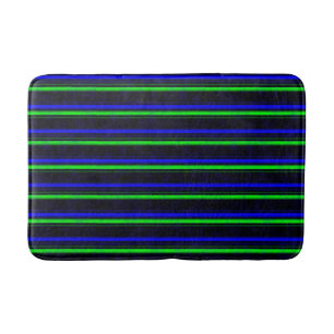 Zwarte Blauwe Groene Stripes Badmat