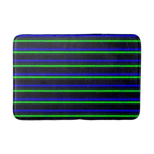 Zwarte Blauwe Groene Stripes Badmat (Voorkant)