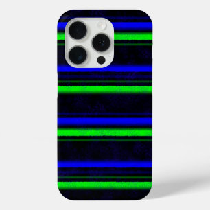 Zwarte Blauwe Groene Stripes iPhone 15 Pro Case
