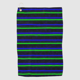 Zwarte Blauwe Groene Stripes Golfhanddoek
