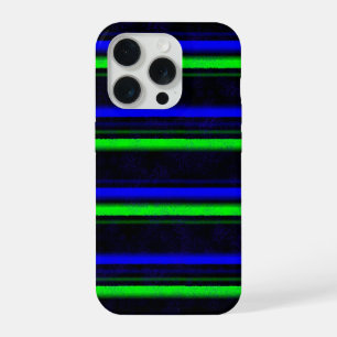 Zwarte Blauwe Groene Stripes iPhone 15 Pro Hoesje