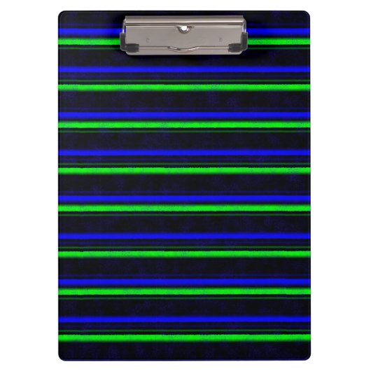 Zwarte Blauwe Groene Stripes Klembord (Voorkant)