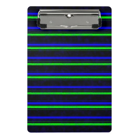 Zwarte Blauwe Groene Stripes Mini Klembord (Voorkant)
