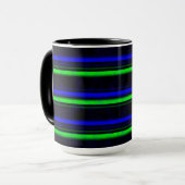 Zwarte Blauwe Groene Stripes Mok (Voorkant links)
