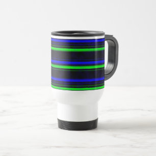 Zwarte Blauwe Groene Stripes Reisbeker