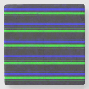 Zwarte Blauwe Groene Stripes Stenen Onderzetter
