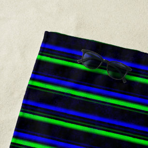 Zwarte Blauwe Groene Stripes Strandlaken