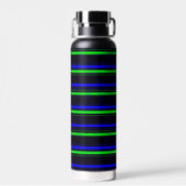 Zwarte Blauwe Groene Stripes Waterfles (Achterkant)