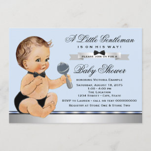 Zwarte Blauwe Kleine Man Baby Shower Kaart