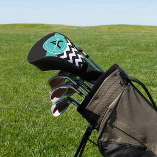 Zwarte Blauwgroen Chevron Golfheadcover