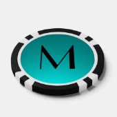 Zwarte blauwgroen fade aangepaste monogram pokerch poker chips (Enkel)