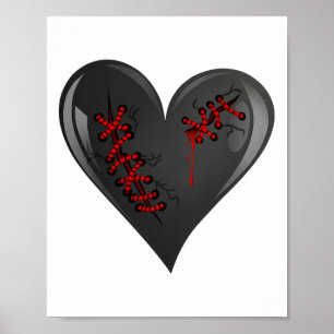 Zwarte bloedende open gescheurde genezende hart go poster