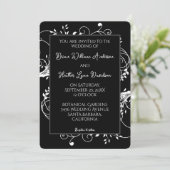 Zwarte Bloeiende Huwelijksuitnodiging Kaart (Staand voorkant)